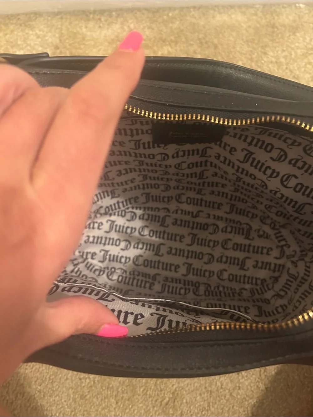 Juicy Couture Black Hobo Bag with Gold Accents